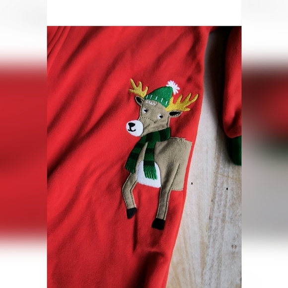 Carter's Boys Toddler Red Christmas Reindeer One Piece Fleece Pajamas 2T - Picture 3 of 8